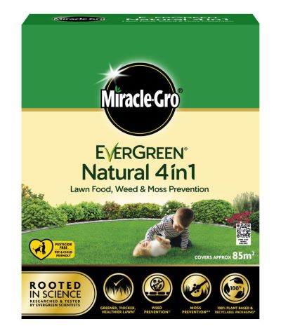 miracle-gro evergreen natural 4 in 1 lawn food, weed & moss prevention