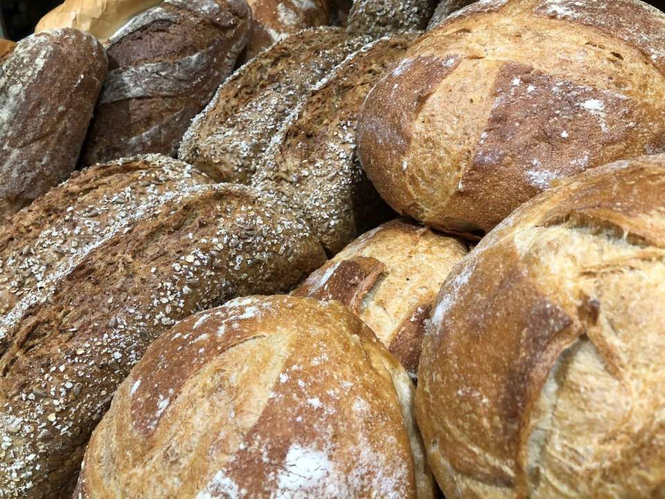 bread on display at carpenters nursery farm shop   