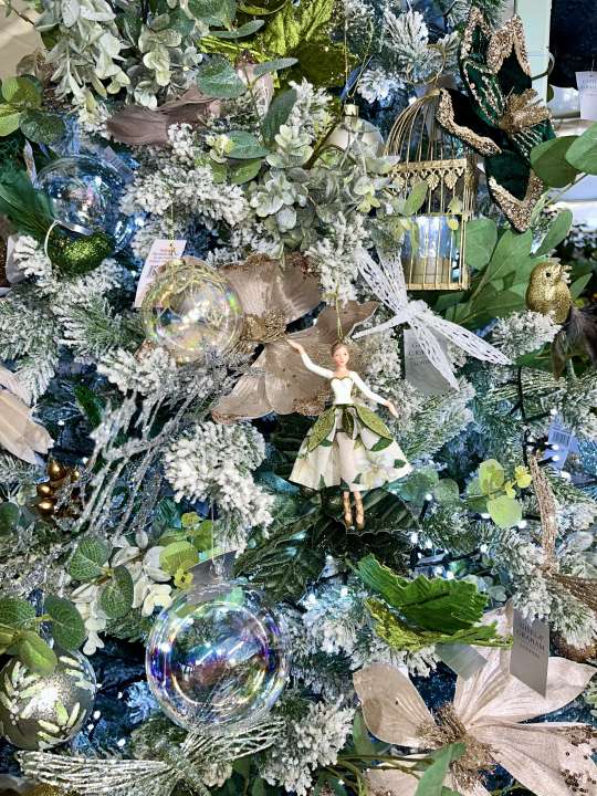 christmas decorations on display at carpenters nursery