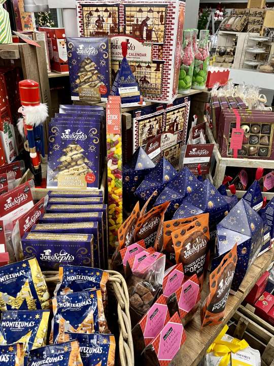 christmas food & treats - chocolate, beer & wIne on display at carpenters nursery