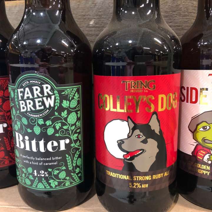 local beers on display at carpenters nursery farm shop